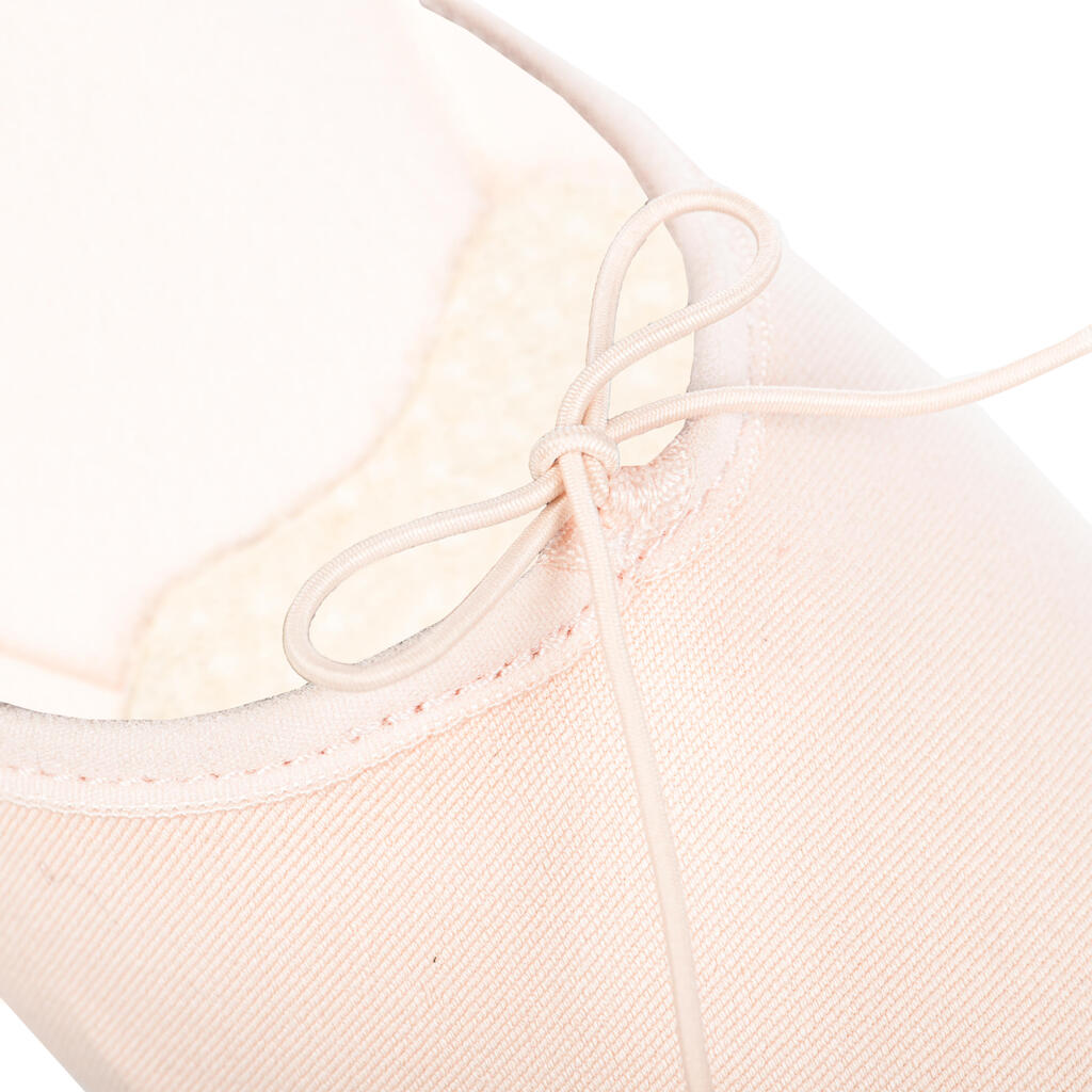 Demi-pointes de danse classique bi-semelles en toile femme, saumon